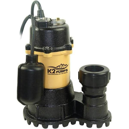 K2 1/3 HP Submersible Sump Pump With Tethered Switch