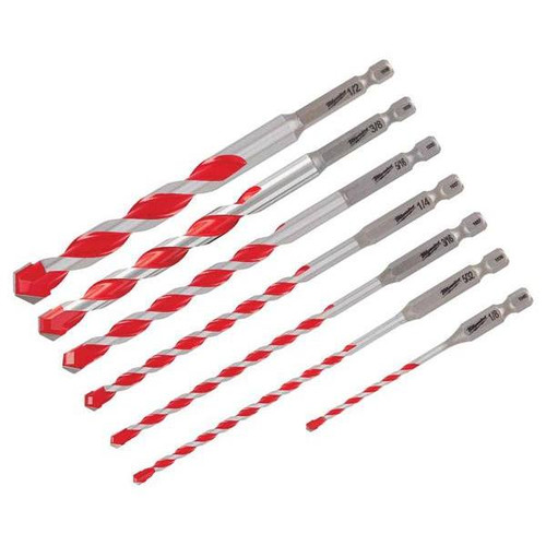 Milwaukee Shockwave 7-Piece Carbide Hammer Drill Bit Kit (For Concrete, Stone, Mansonry Drilling)