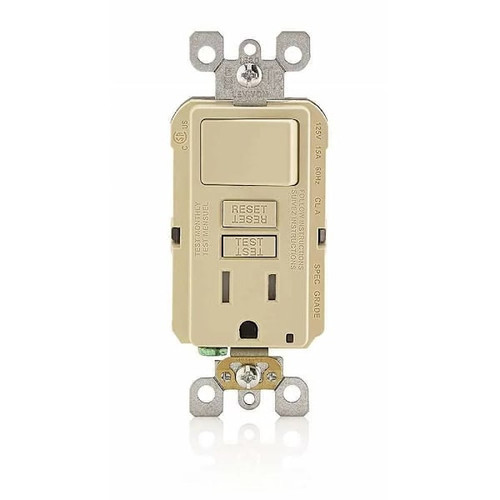 Leviton 15 Amp Smartlockpro Combination Gfci Outlet And Switch, Ivory
