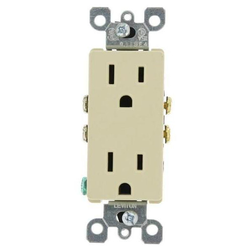 Leviton Decora 15 Amp Residential Grade Grounding Duplex Outlet Ivory
