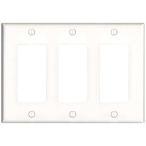 Leviton White 3-Gang Decorator-Rocker Wall Plate