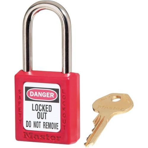 Master Lock Red Safety Padlock, 1-1/2in Wide With 1-1/2in Tall Shackle