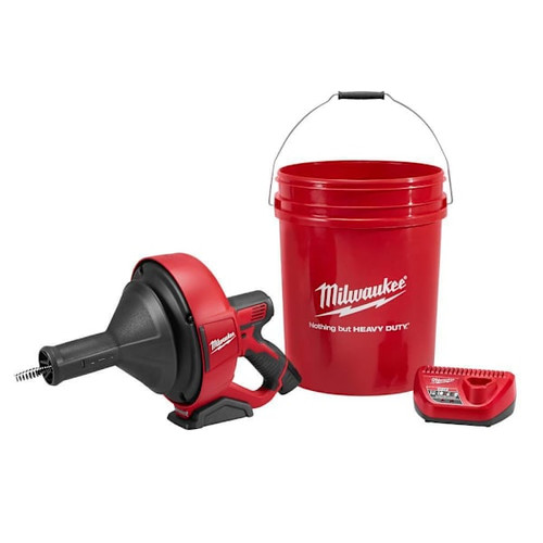 Milwaukee M12 12v Cls Drn Sne Ar Kt 1.5ah Bty, 5/16 In. X 25 Ft Cble 5 Gal. Bct