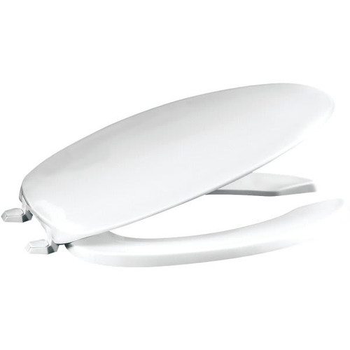 Premier Elongated Open Front Plastic Toilet Seat With Lid In White 241830