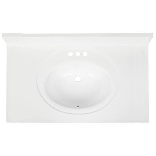Modular Vanity Tops 31 X 22" Solid White Cultured Marble Vanity Top And Bowl