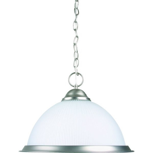 One-Light Pendant Brushed Nickel Frosted Ribbed Glass