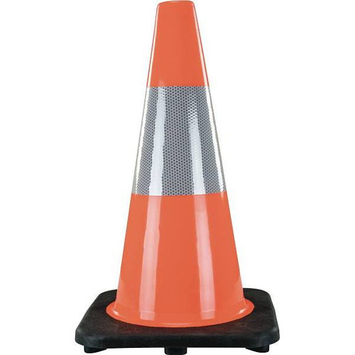 Orange PVC 18 In Traffic Cone With Reflective Collar