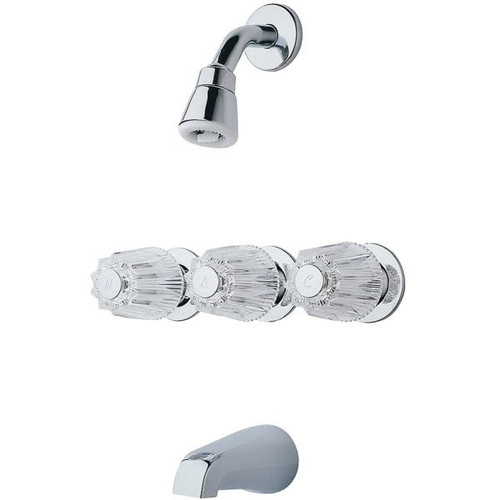 Pfister 3-Handle 1-Spray Tub And Shower Faucet In Polished Chrome Verve Handles