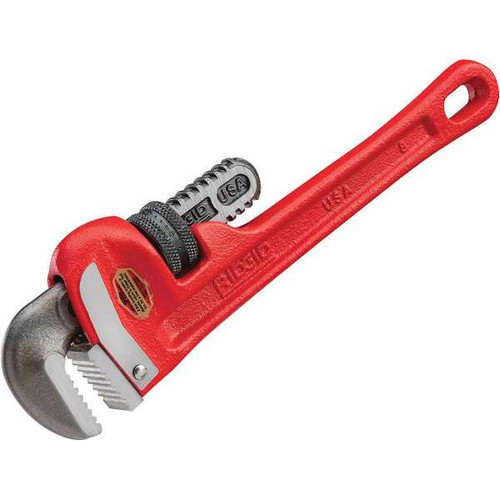 Ridgid 8" Pipe Wrench, W/ Self Cleaning, Threads And Hook Jaws (for Plumbing)