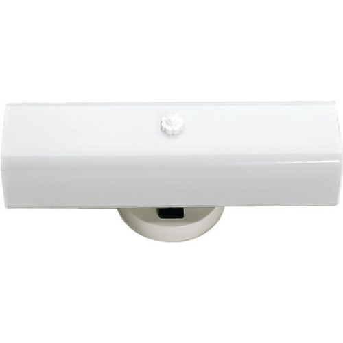 Satco Nuvo White 2-Light 14" Vanity Fixture, White U-Channel Glass With Outlet