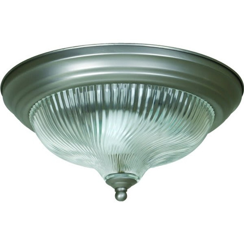 Seasons 1 Light Flush Mount Fixture Satin Nickel Clear Ribbed Glass 11-1/4"