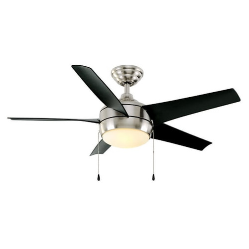 Seasons Quick Install 44" Brushed Nickel Indoor LED Ceiling Fan, Black 5-Blade