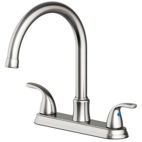 Seasons Raleigh Double-Handle High-Arc Kitchen Faucet, Stainless Steel