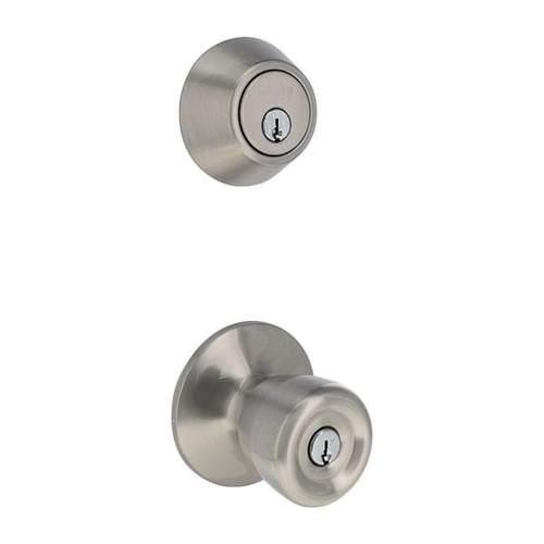 Shield Security Tulip Deadbolt/entry Combo 2-3/8"-2-3/4" Grade 3 Stn Nickel