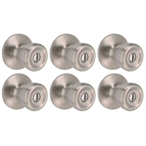 Shield Security Tulip Turn Button Privacy Door Knob In Satin Nickel Package Of 6