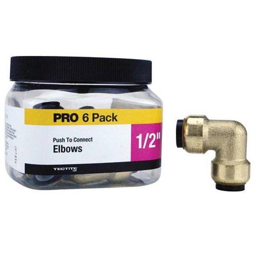 Tectite 1/2 " Brass Push-To-connect 90-Degree Elbw PRO Pack Package Of 6