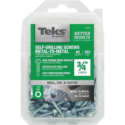 Teks #8 3/4"external Hex Flnge Hex-Head Self-Drilling Screws Package Of 180