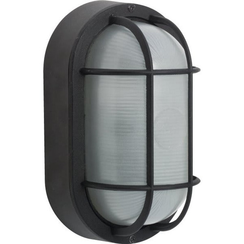 Medium 1-Light Black Outdoor Wall Or Ceiling Mounted Fixture Bulkhead