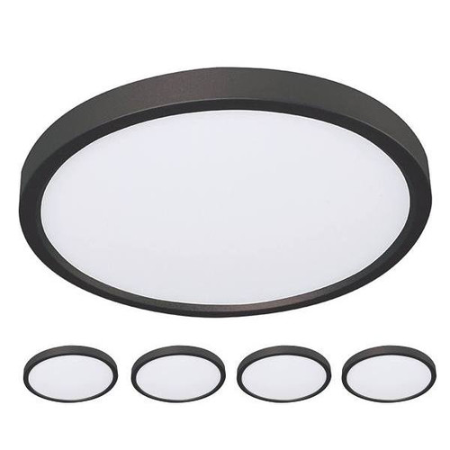 Seasons Edge 8 In. Round LED Flush Mount Black, 27/30/35/40/50k Pkg Of 4