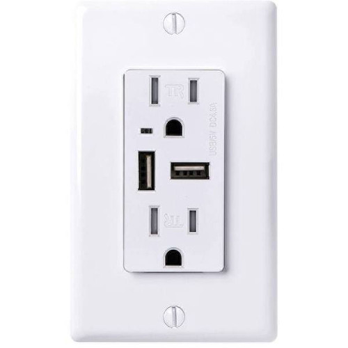 Faith 15a Duplex Outlet & 4.6a Usb Charger Receptacle Package Of 10