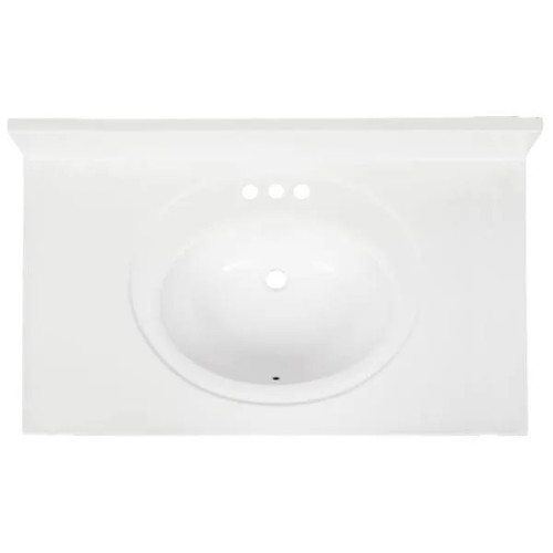Modular Vanity Tops 31 X 19" Solid White Cultured Marble Vanity Top And Bowl
