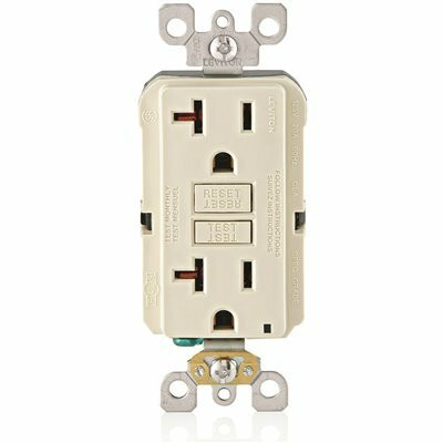 Leviton 20 Amp 125-Volt NEMA 5-20R SmartlockPro 2-Pole Duplex GFCI Outlet with LED, Light Almond GFNT2-T - 2493453