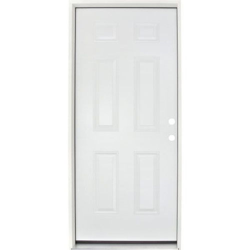 36x80" 6-Panel Steel Prehung Left Hand Door