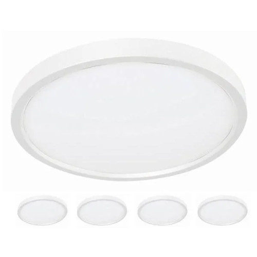 Seasons Edge 8-Inch Round 15w Dimmable Integrated LED Flush Mount Light With 5 CCT Selectable In White 4-Pack
