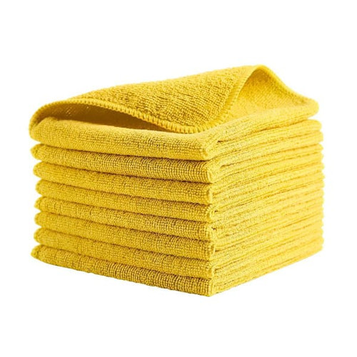 Rubbermaid Commercial Microfiber Light-Duty Yellow Cleaning Cloth, 12" X 12", Package Of 24