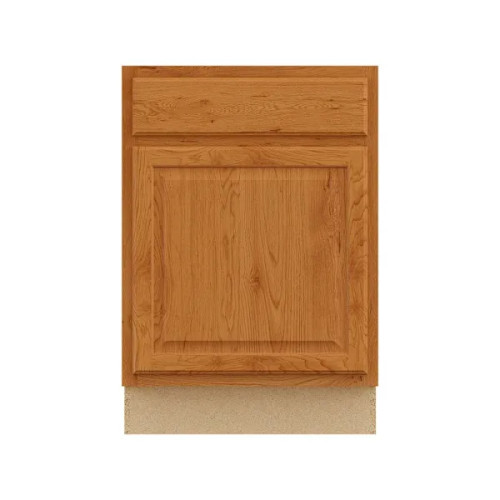 Hampton Bay 24in. W X 34.5in. H X 24in. D Hampton Raised Panel Assembled Base Cabinet With Drawer, Medium Oak