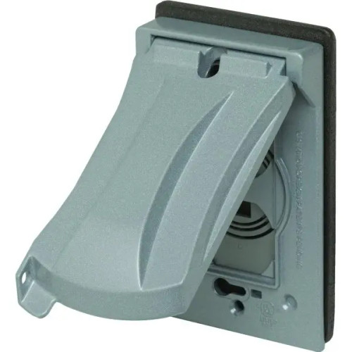Taymac 1-Gang Flip 12-In-1 Vertical/Horizontal Weatherproof Cover (Gray)