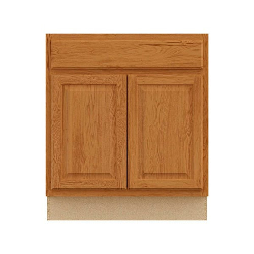 Hampton Bay 30in. W X 34.5in. H X 24in. D Hampton Raised Panel Assembled Base Cabinet With Drawer, Medium Oak