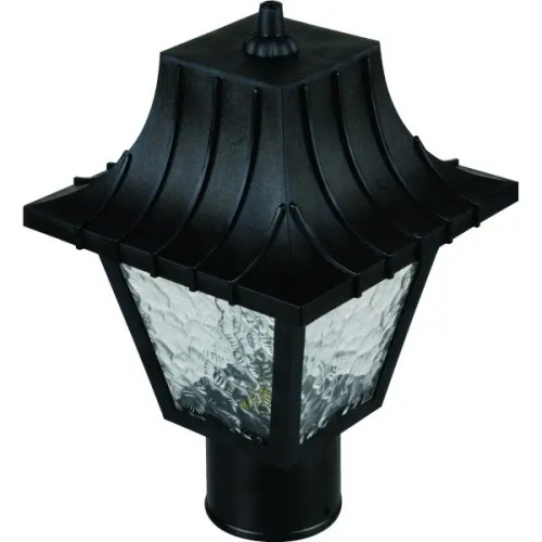 Exterior 60w Incandescent Post Top Fixture, 12-3/4h X 7-3/4" Square, Black