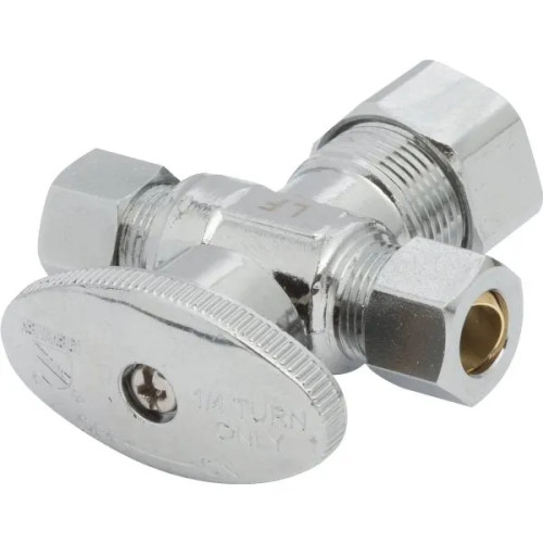 Maintenance Warehouse Quarter-Turn Dual Angle Stop 1/2 In. X 3/8 In. X 3/8 In.