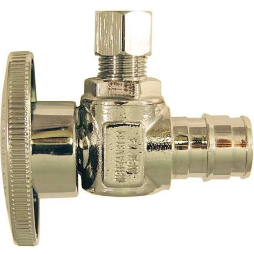 Apollo 1/2 Chrome Pex-A Expansion Barb X 1/4 Compr Angle Stop Valve
