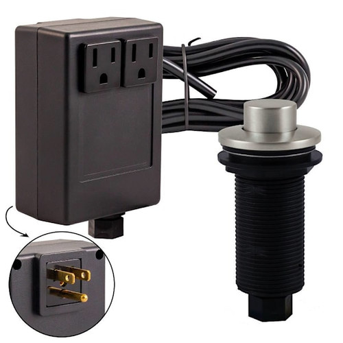 Westbrass Raised Button Garbage Disposal Air Switch/Dual Outlet Control Box Ss