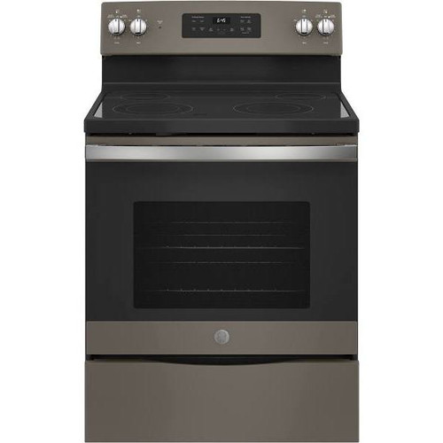 GE 30 In. 5.3 cu. ft. Smooth Electric Freestanding Range, Self Clean, Slate