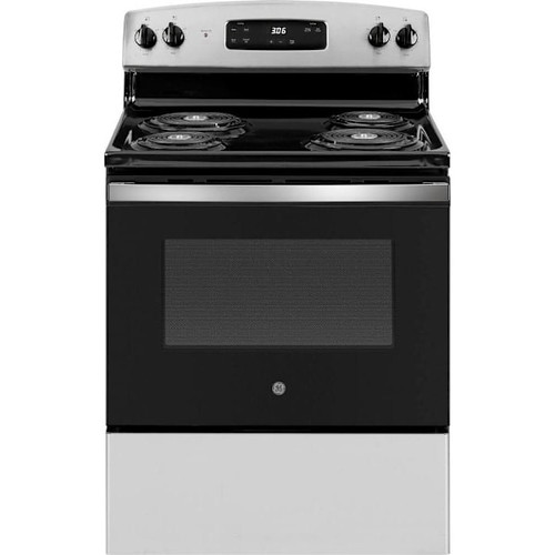 GE ENERGY STAR 30 In. 5.0 cu. ft. Coil Electric Freestanding Range, Standard Clean, Stainless Steel