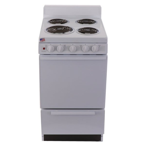 Premier 20 In. 2.4 cu. ft. Coil Electric Freestanding Range, Manual Clean, White, ADA