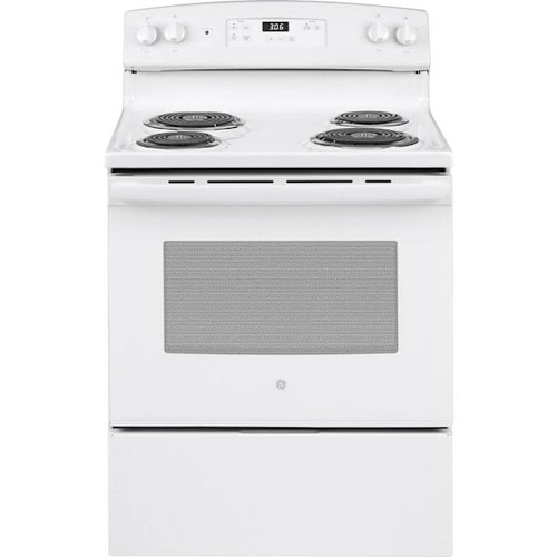 GE ENERGY STAR 30 In. 5.0 cu. ft. Coil Electric Freestanding Range, Standard Clean, White JBS360DMWW