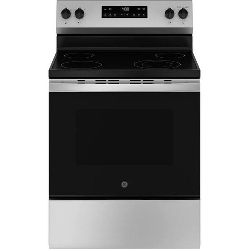 GE ENERGY STAR 30 In. 5.3 cu. ft. Smooth Electric SmartHQ Freestanding Range, Steam Clean, Stainless Steel GRF400SVSS