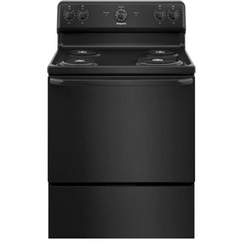 Hotpoint ENERGY STAR 30 In. 5.0 cu. ft. Coil Electric Freestanding Range, Standard Clean, Black RBS160DMBB