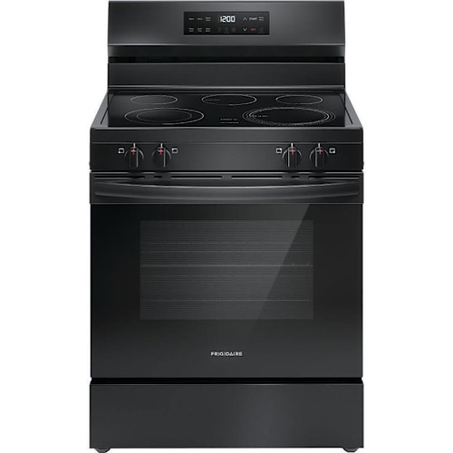 Frigidaire 30" 5.3 Cu. Ft. 5-Burner Element Freestanding Electric Range With Even Temp And Steam Clean, Black