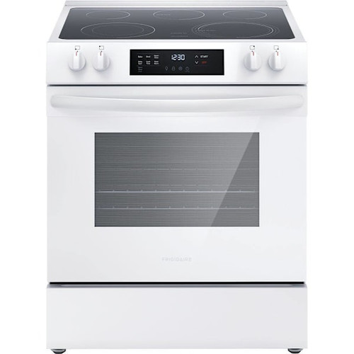 Frigidaire 30" 5.3 cu. ft. 5-Burner Element Slide-In Electric Range With Dual Expandable Element And Steam Clean, White, ADA