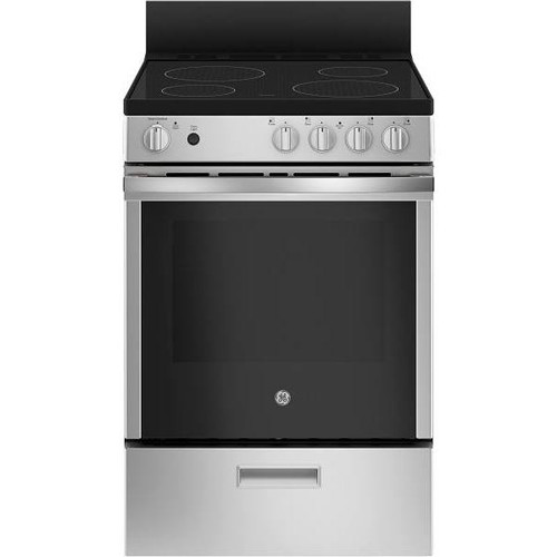 GE 24 In. 2.9 cu. ft. Smooth Electric Freestanding/Slide-In Range, Steam Clean, Stainless Steel, ADA
