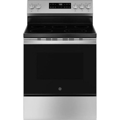 GE ENERGY STAR 30 In. 5.3 cu. ft. Smooth Electric SmartHQ Freestanding Range, Crisp Mode, Self-Clean, Stainless Steel