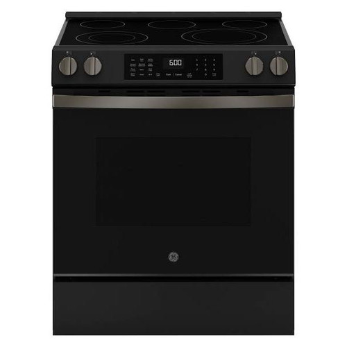 GE ENERGY STAR 30 In. 5.3 cu. ft. Smooth Electric SmartHQ Slide-In Range With Air Fry, Steam Clean, Black Slate, ADA