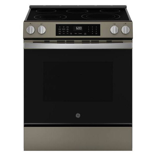 GE ENERGY STAR 30 In. 5.3 cu. ft. Smooth Electric SmartHQ Slide-In Range With Air Fry, Steam Clean, Slate, ADA