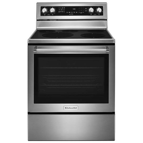 KitchenAid 30 In. 6.4 cu. ft. Smooth Electric Range, Even-Heat And Easyconvect, Self-Clean, Stainless Steel