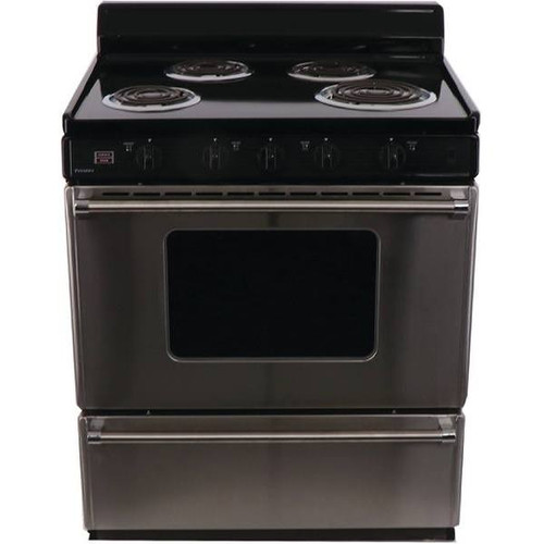 Premier 30 In. 3.9 Cu. Ft. Coil Electric Freestanding Range, Manual Clean, Black (Power Cord Sold Separately)